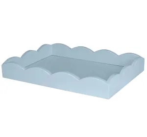 Addison Ross Small Scalloped Lacquered Tray – Pale Denim Blue – 11” x 8”