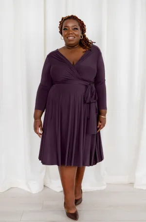 Iris Midi Eggplant Purple / 3X/4X - Convertible Cocktail & Work Dresses